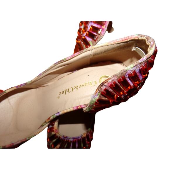 Chase + Chloe Maui 1 Bedazzled stiletto D'Orsay heels7 1/2 M 4" heel - Picture 2 of 6
